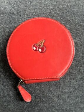 COACH Pac-Man Cherry Red Round Zip Coin Case